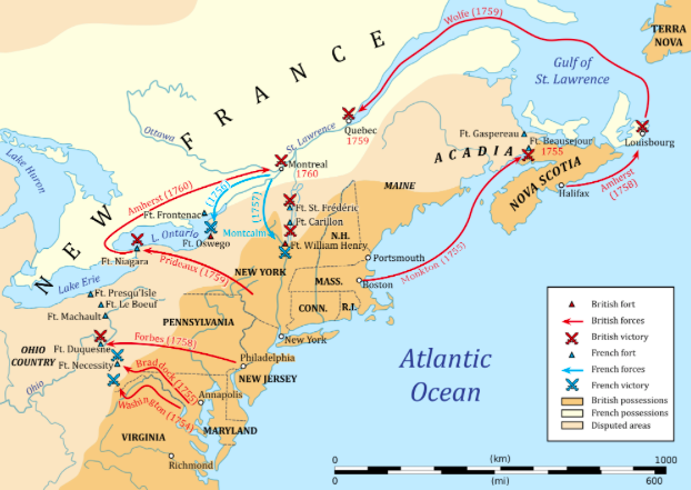 Map of the French and Indian War