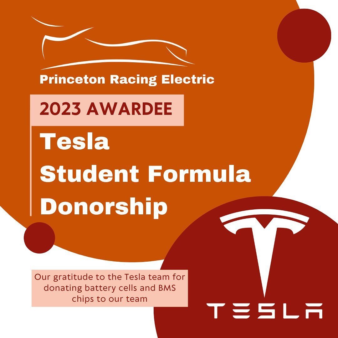 so excited to announce Princeton Racing Electric&rsquo;s selection to receive battery cells, chips, and engineering mentorship from @teslamotors! huge congratulations to the entire team and many thanks to Tesla for their amazing donation