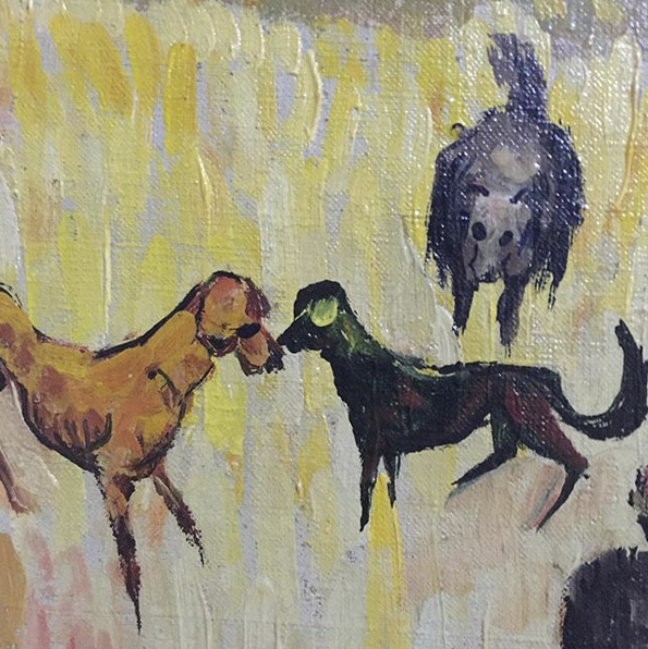 Detail from oil painting. Art dogs, Bulgaria
