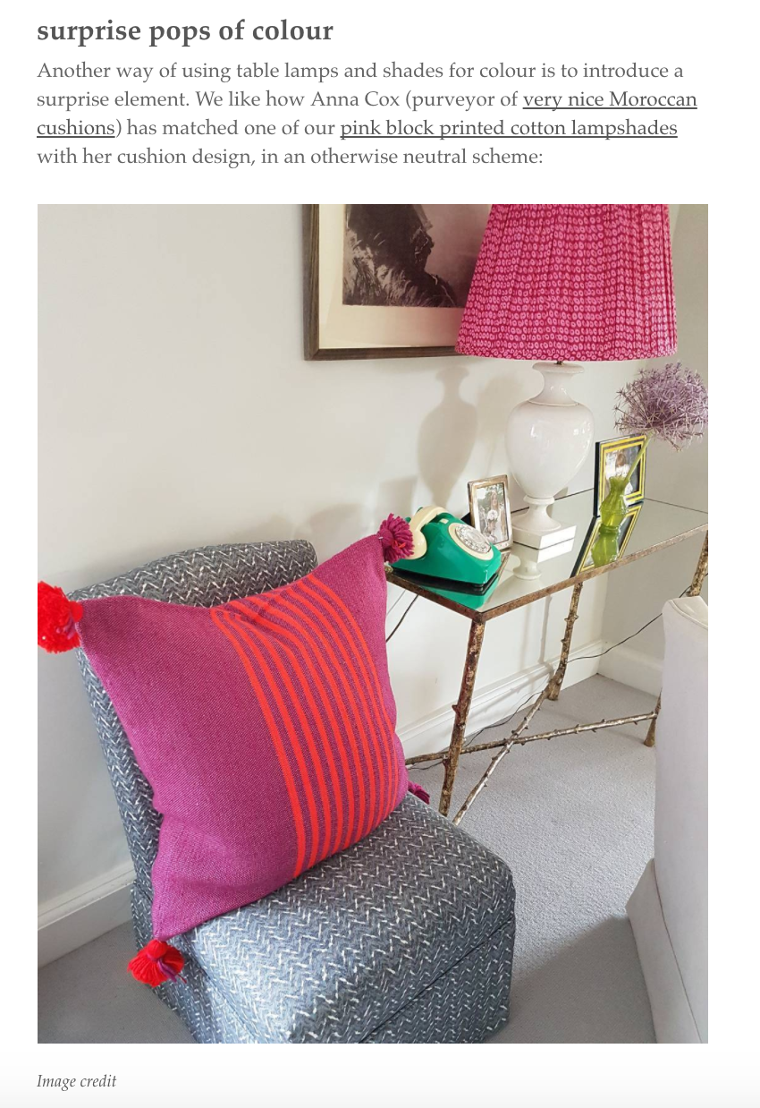 Featured on Pooky - table lamps for pops of colour