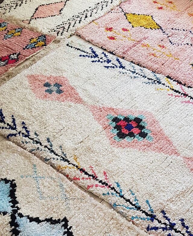 🌸🦋Meet the BABA collection. 🦋🌸A curated collection of Boucherouite rugs handmade in Morocco. 🌸They're one of a kind in different shapes and sizes but are all made with 100% cotton in beautiful pastel colourways with pops of colour. 🦋Perfect for