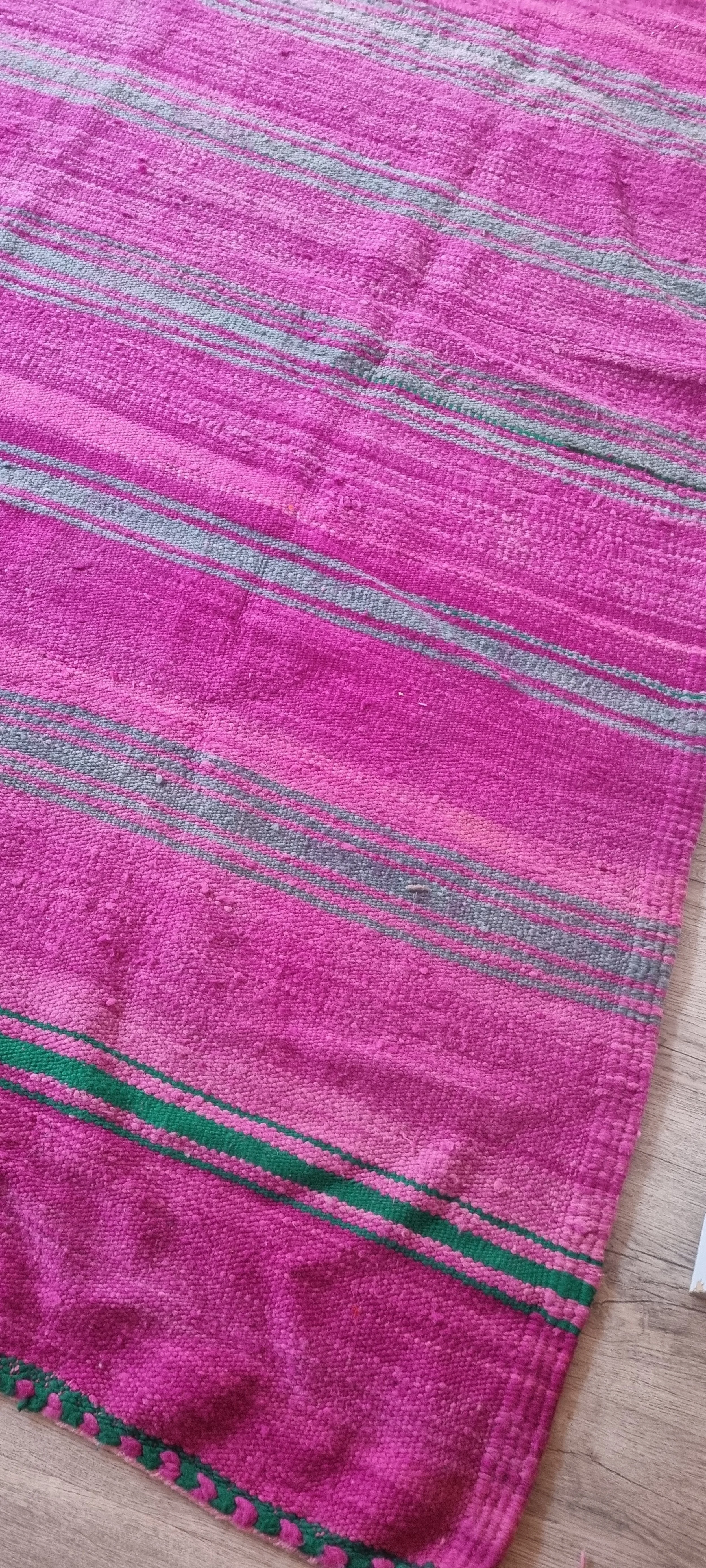 Vintage handwoven striped blanket No1