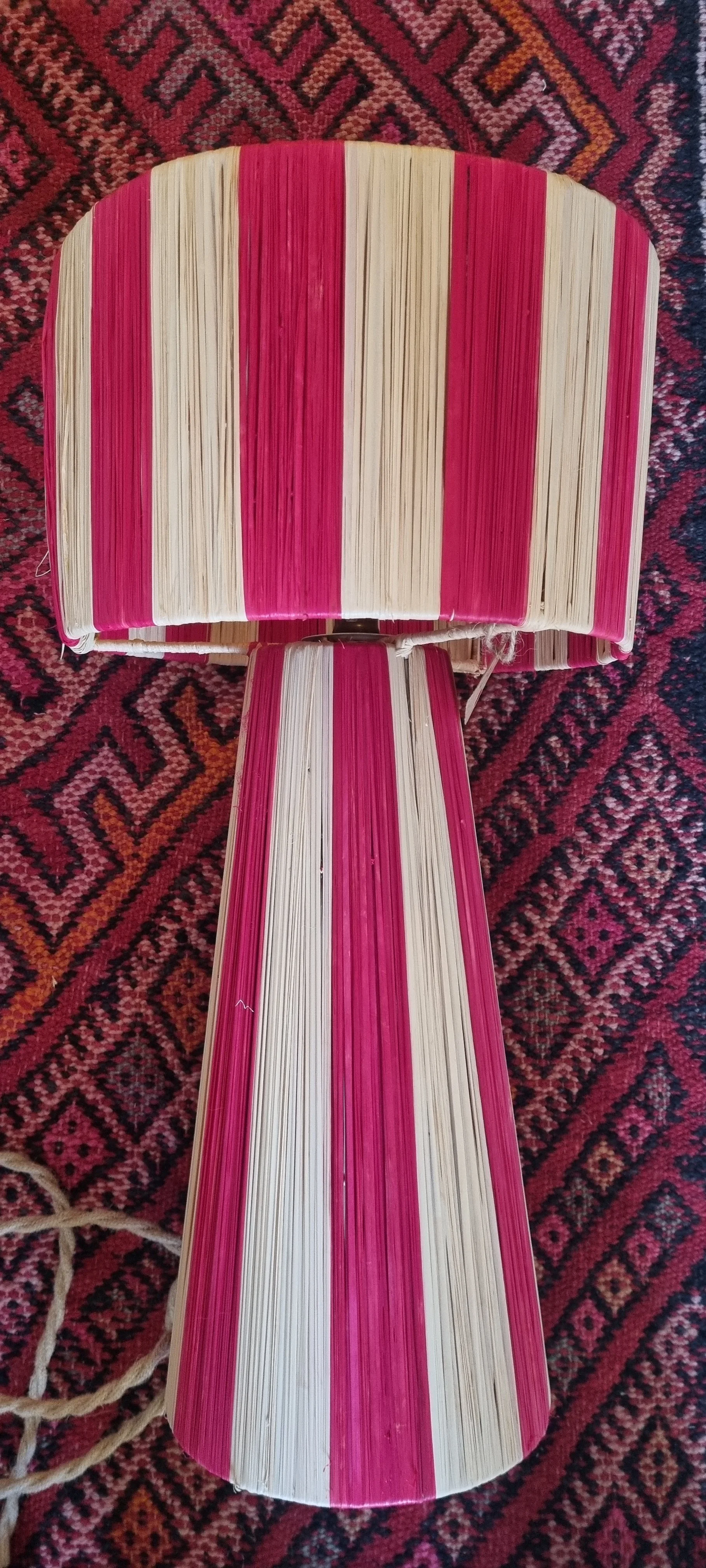 Stripey raffia lamp - RED SECOND