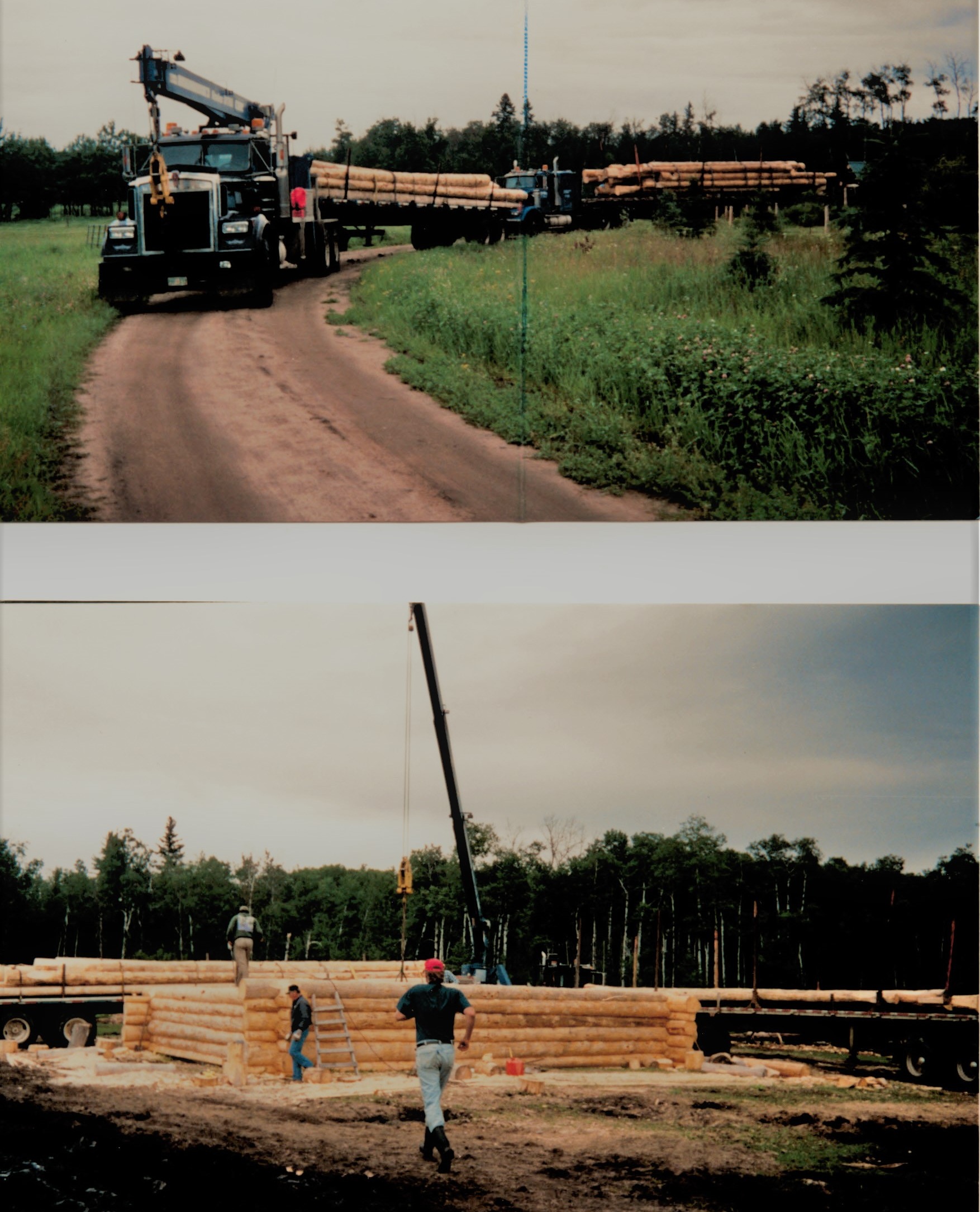 2000 - 17 ton and highway truck - hauling and setting logs for house