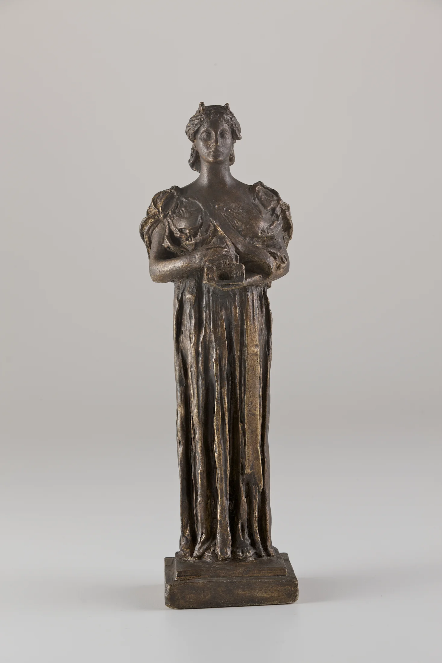 Daniel Chester French's bronze maquette of Architecture , on view in the Permanent Collections Gallery