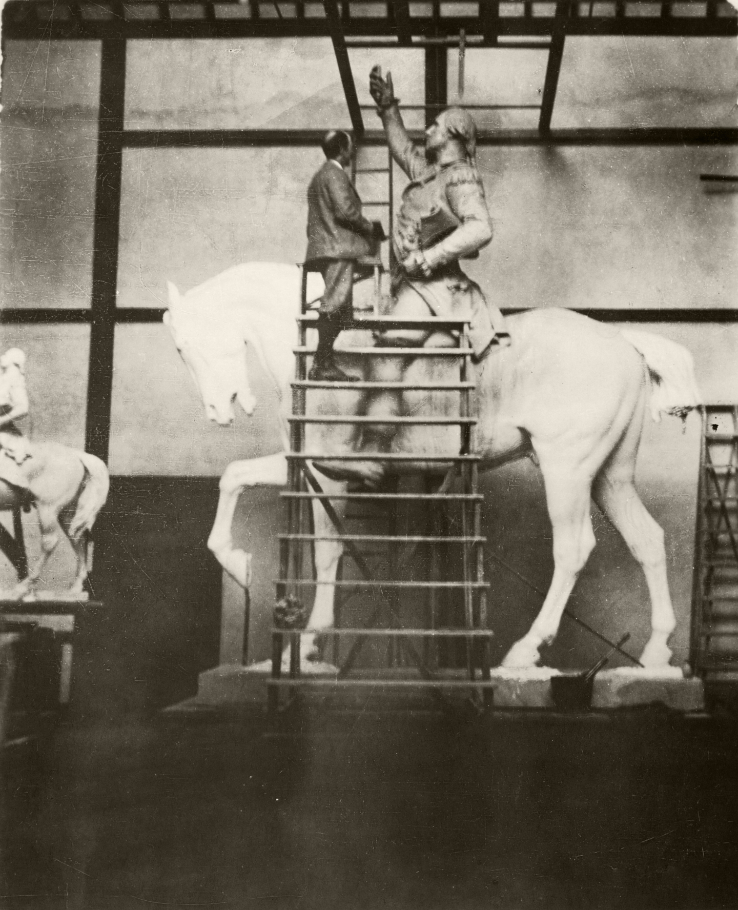 Daniel Chester French working on George Washington in the Studio at Chesterwood.