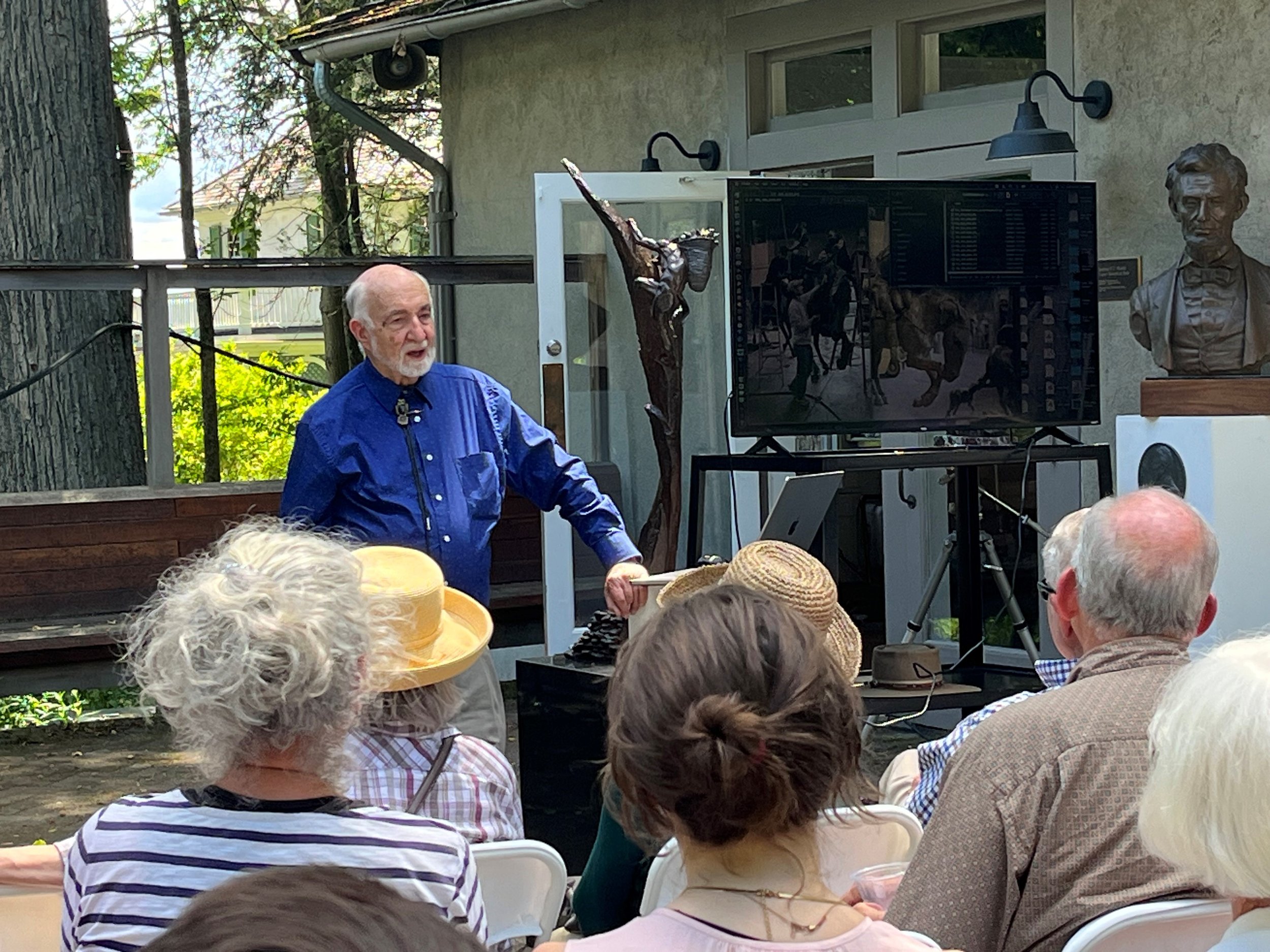 Ed Fraughton giving his artist talk at Chesterwood in June 2023