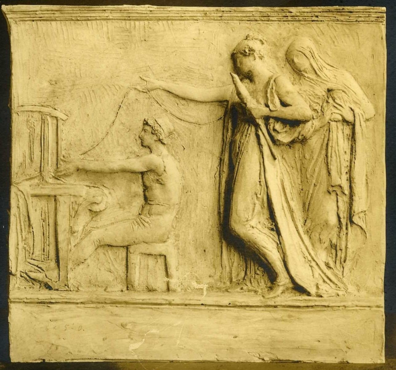 What a ✨️ relief ✨️ it's Friday! ⁠
⁠
&quot;Life, Time, and the Weaver&quot;  by Daniel Chester French for the Hazard Memorial,  A rectangular bas-relief with three figures: two standing draped female figures facing a male seated at a weaving loom. Th