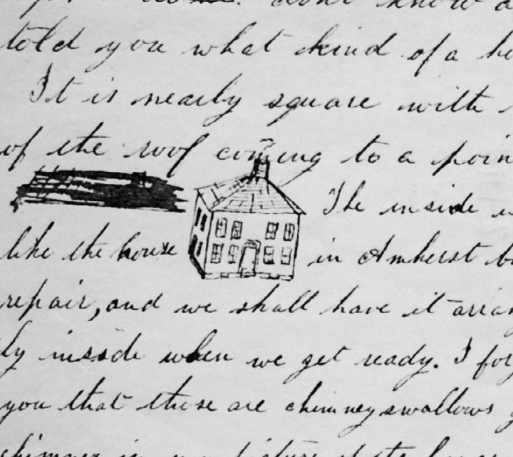 In late April of 1867, seventeen year old Daniel French moved from Amherst, MA to Concord MA with his family. He wrote (and drew!) to his life-long friend William Brewster about his new home in a letter dated 5/19/1867: ⁠
📜✍️⁠
&quot;You wished to kn