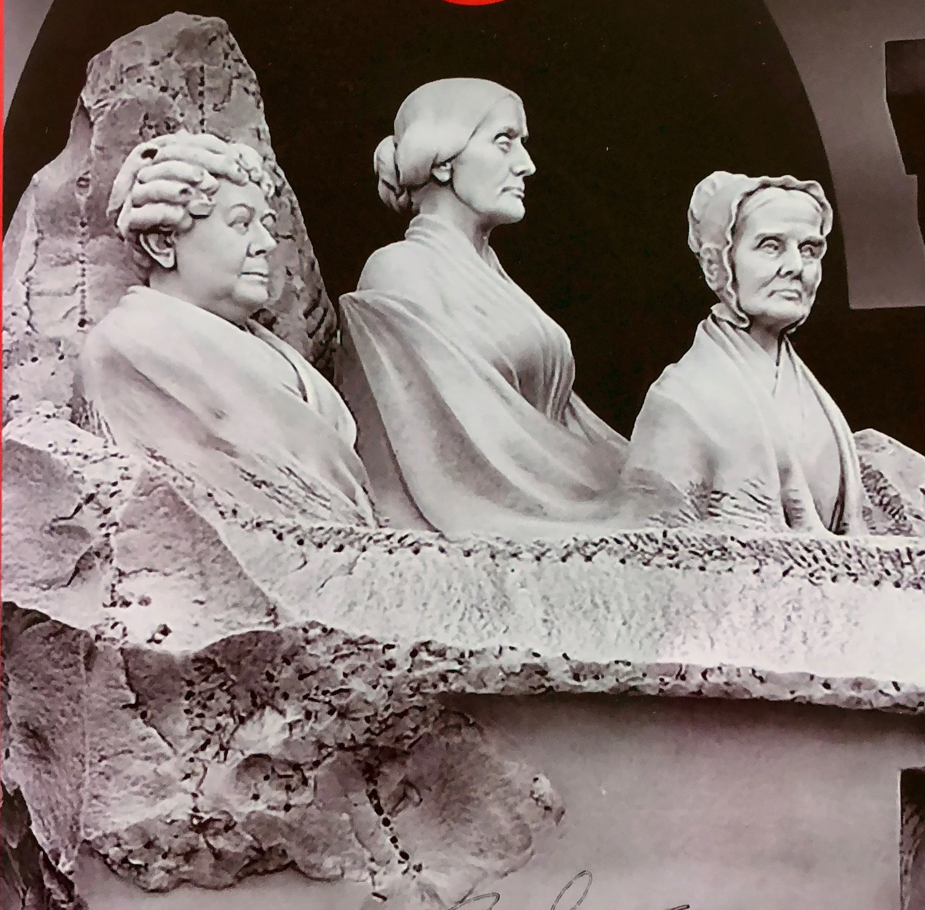 The Portrait Monuments: Lucretia Mott, Elizabeth Cady Stanton and Susan B. Anthony by Adelaide Johnson, completed in 1921, it took years to finally arrive in the Capitol building.