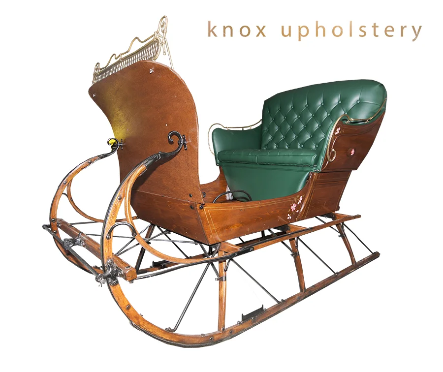 Ho! Ho! Ho!  Sleigh in faux leather.  Deep buton tufting and biscuit tufting (Copy)