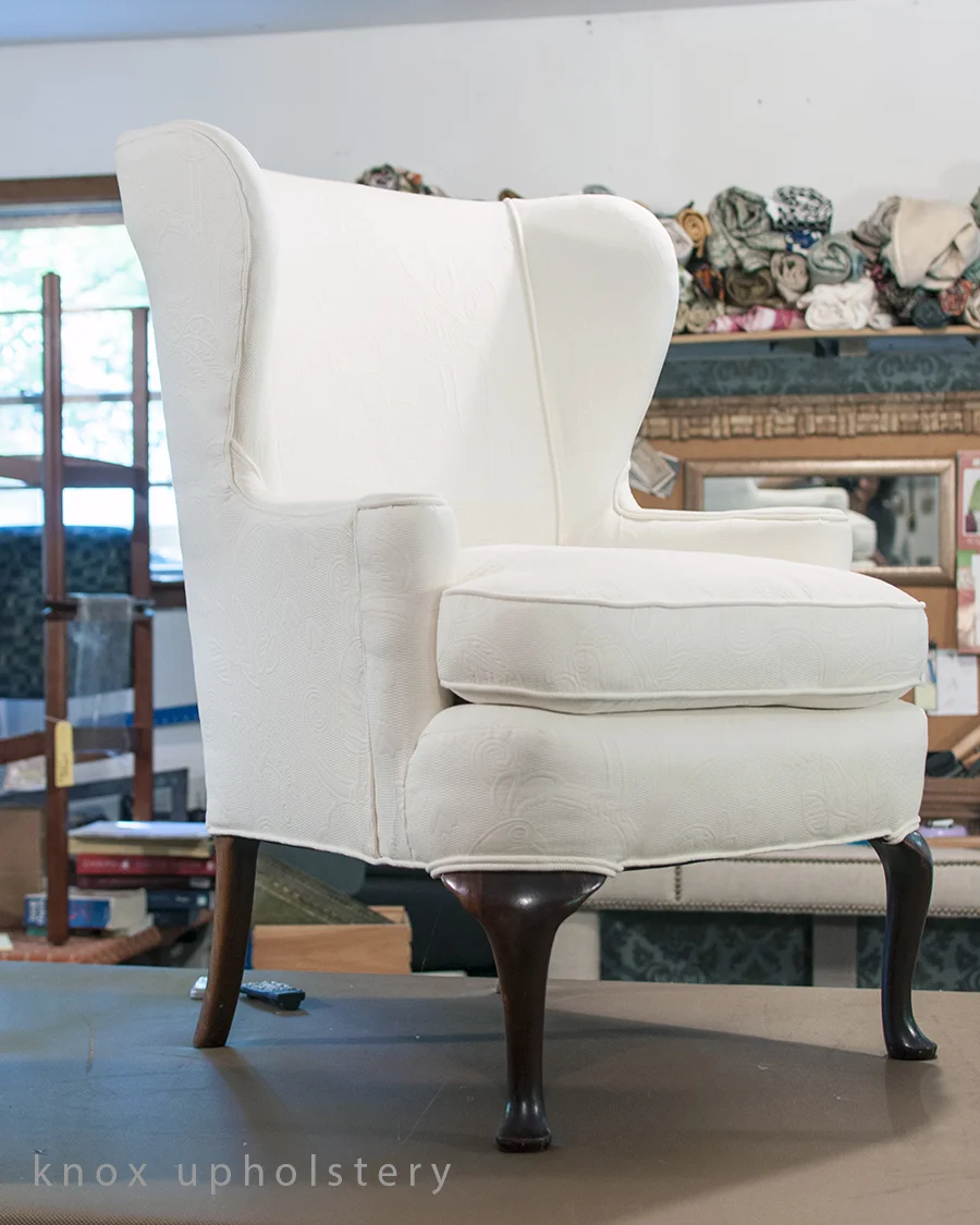 White upholstered wingback chair (Copy)
