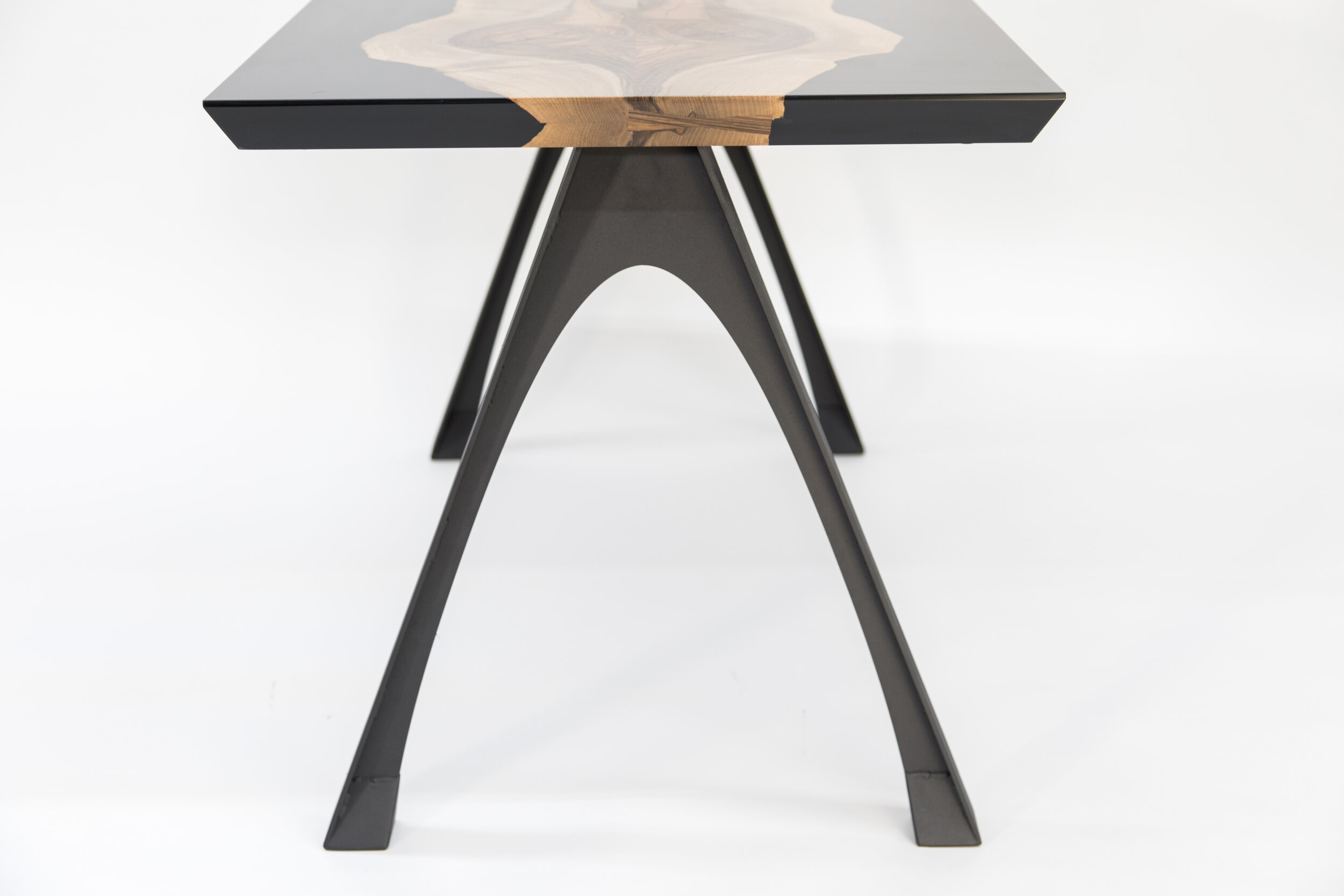 modern epoxy and wood table metal steel legs