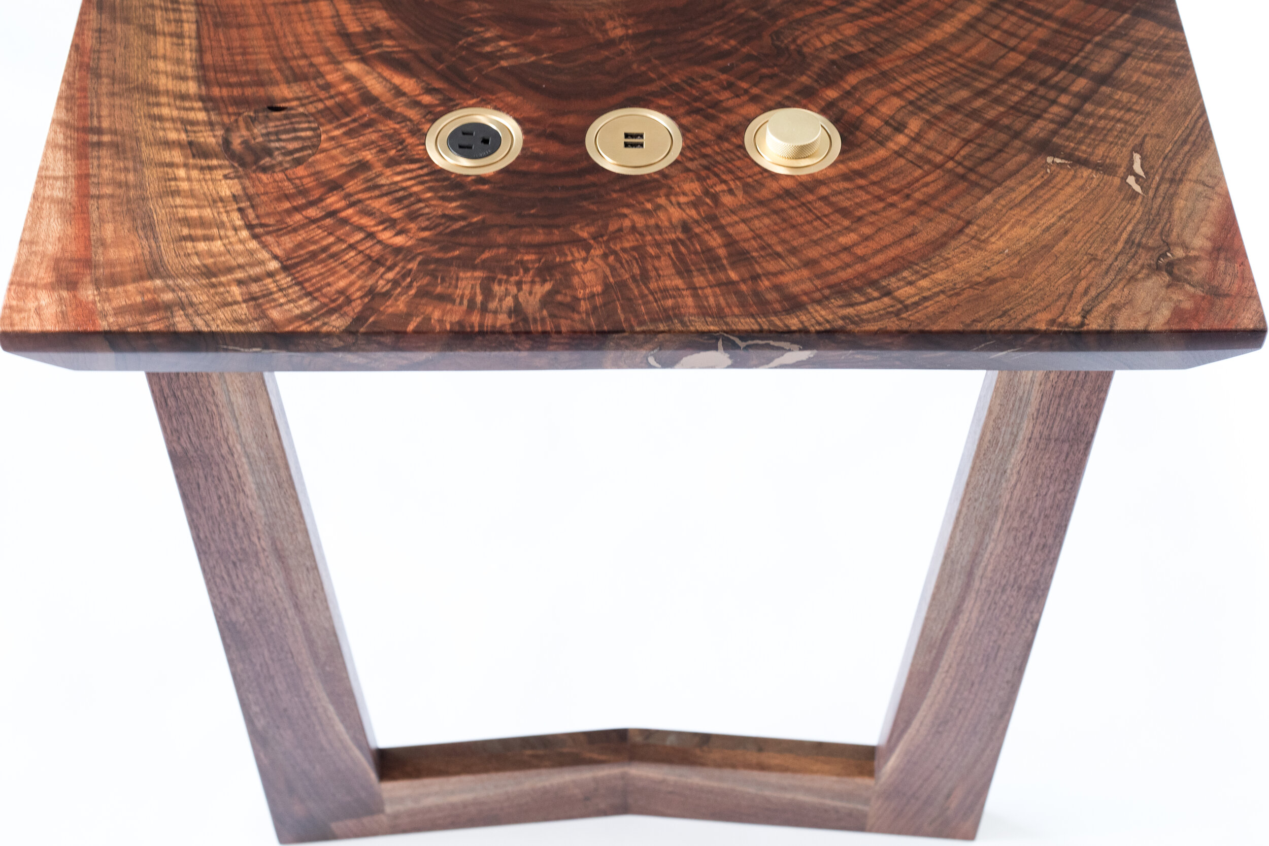 modern walnut desk with real liquid brass inlay