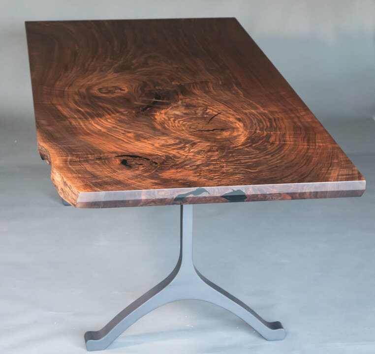 square live edge walnut dining table