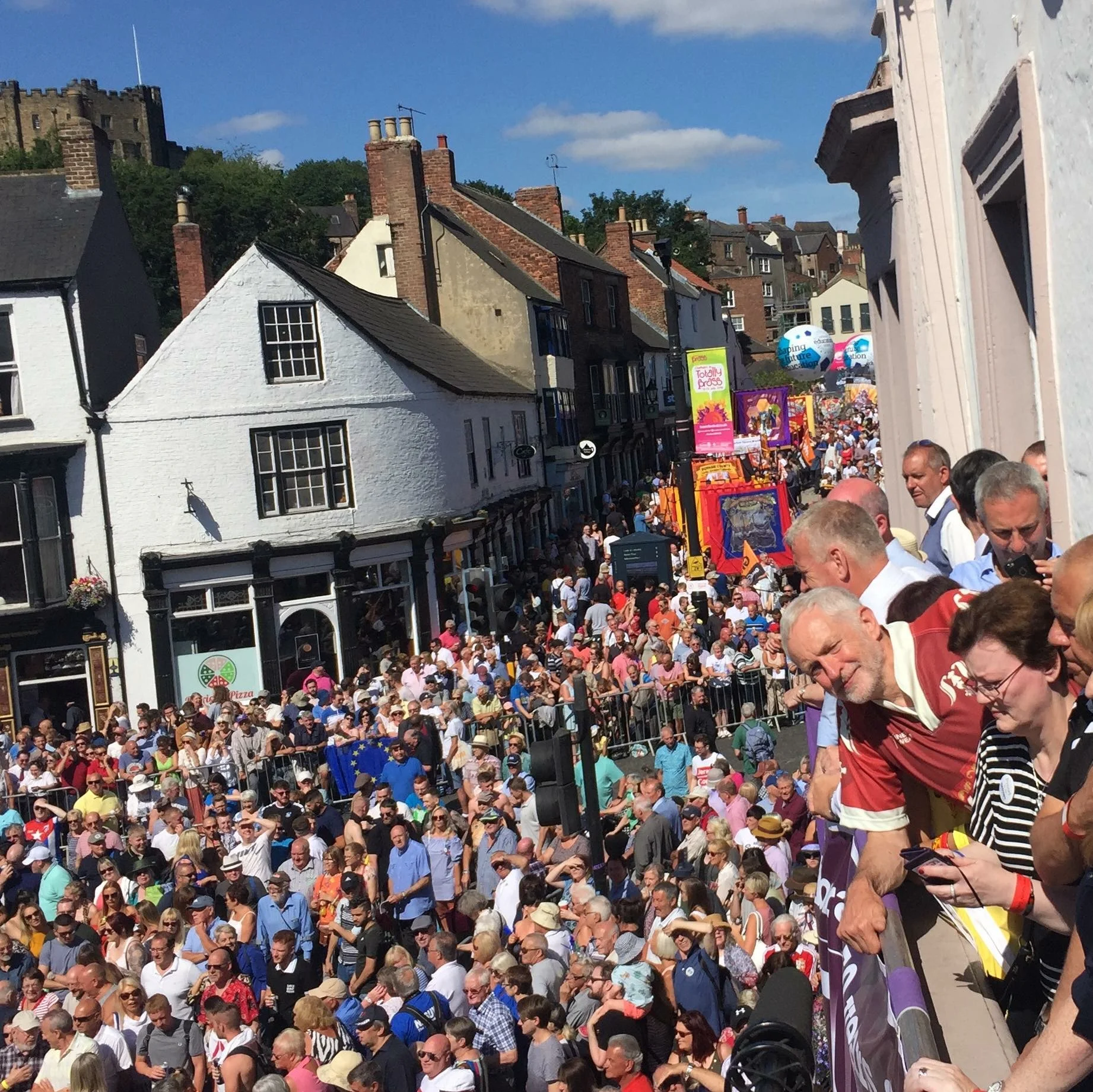 Jeremy Corbyn on the balcony