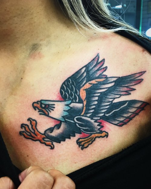Traditional eagle tattoo by German