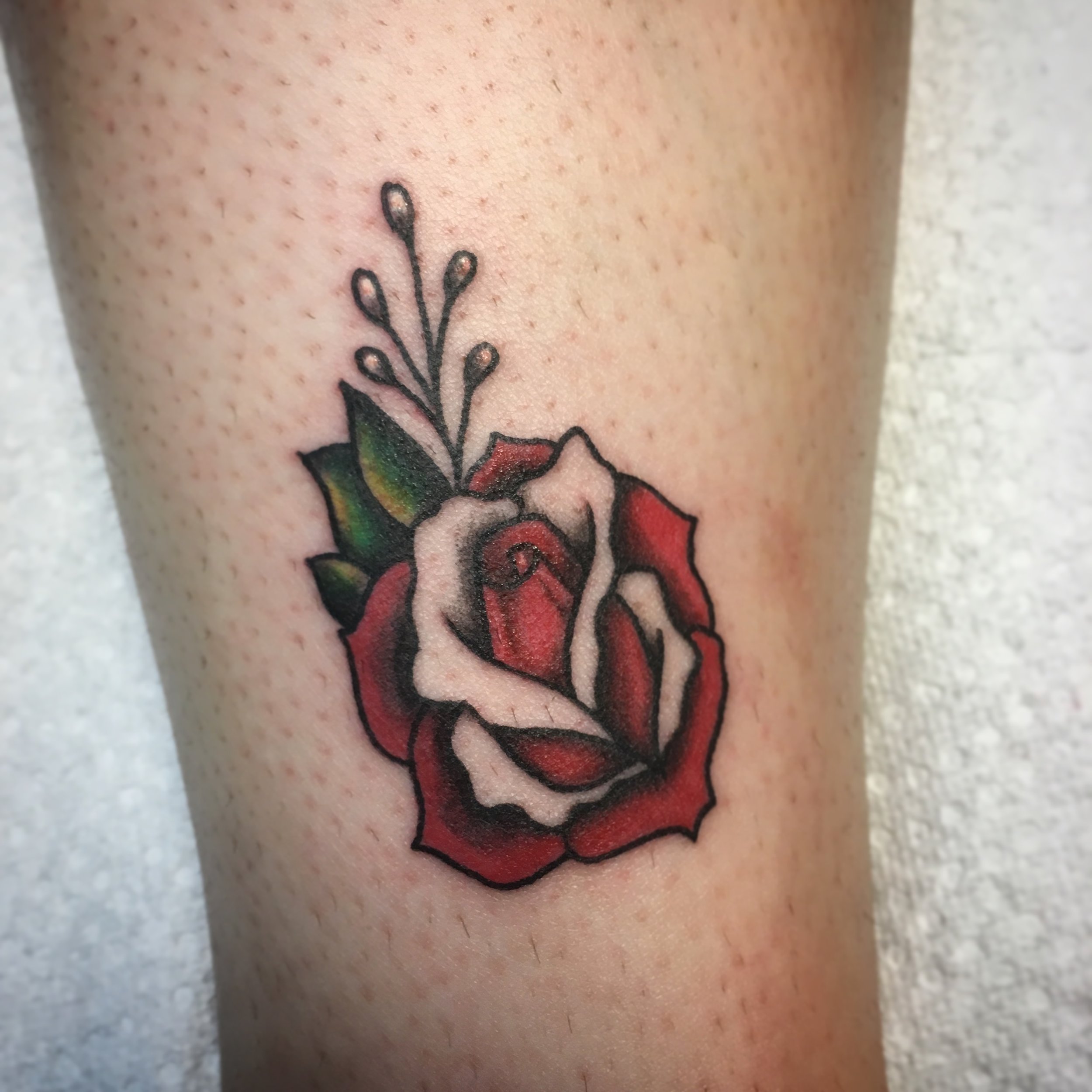 Traditional rose tattoo