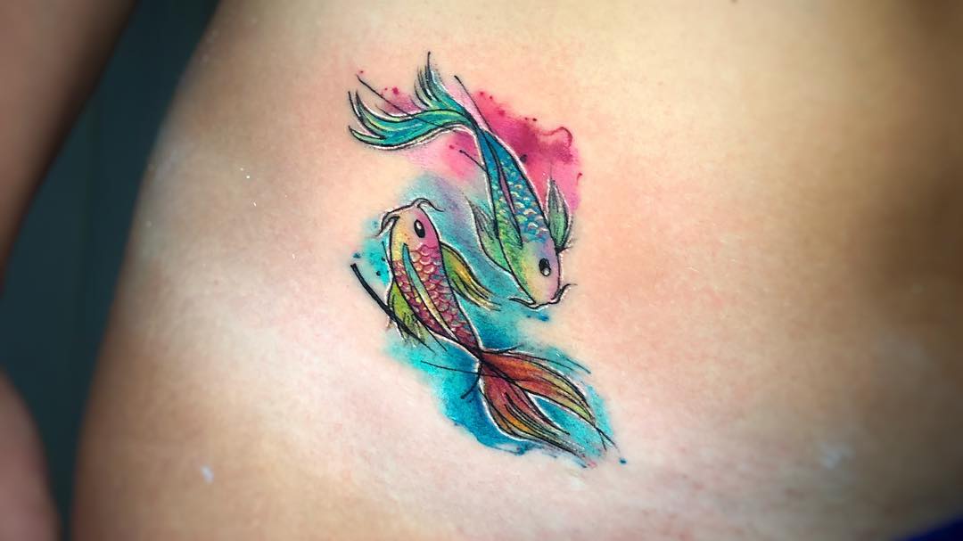 Watercolour fish tattoos