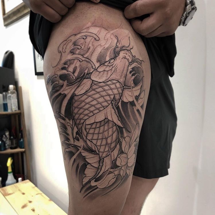 Asian style koi fish tattoo 
