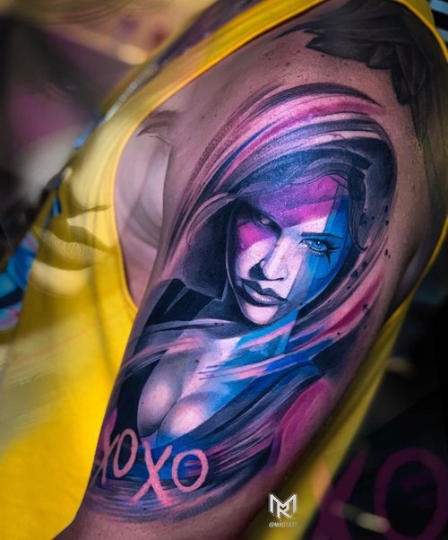 Amazing realistic woman tattoo