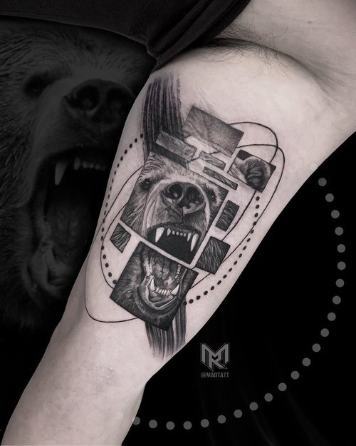 Cool realistic bear tattoo