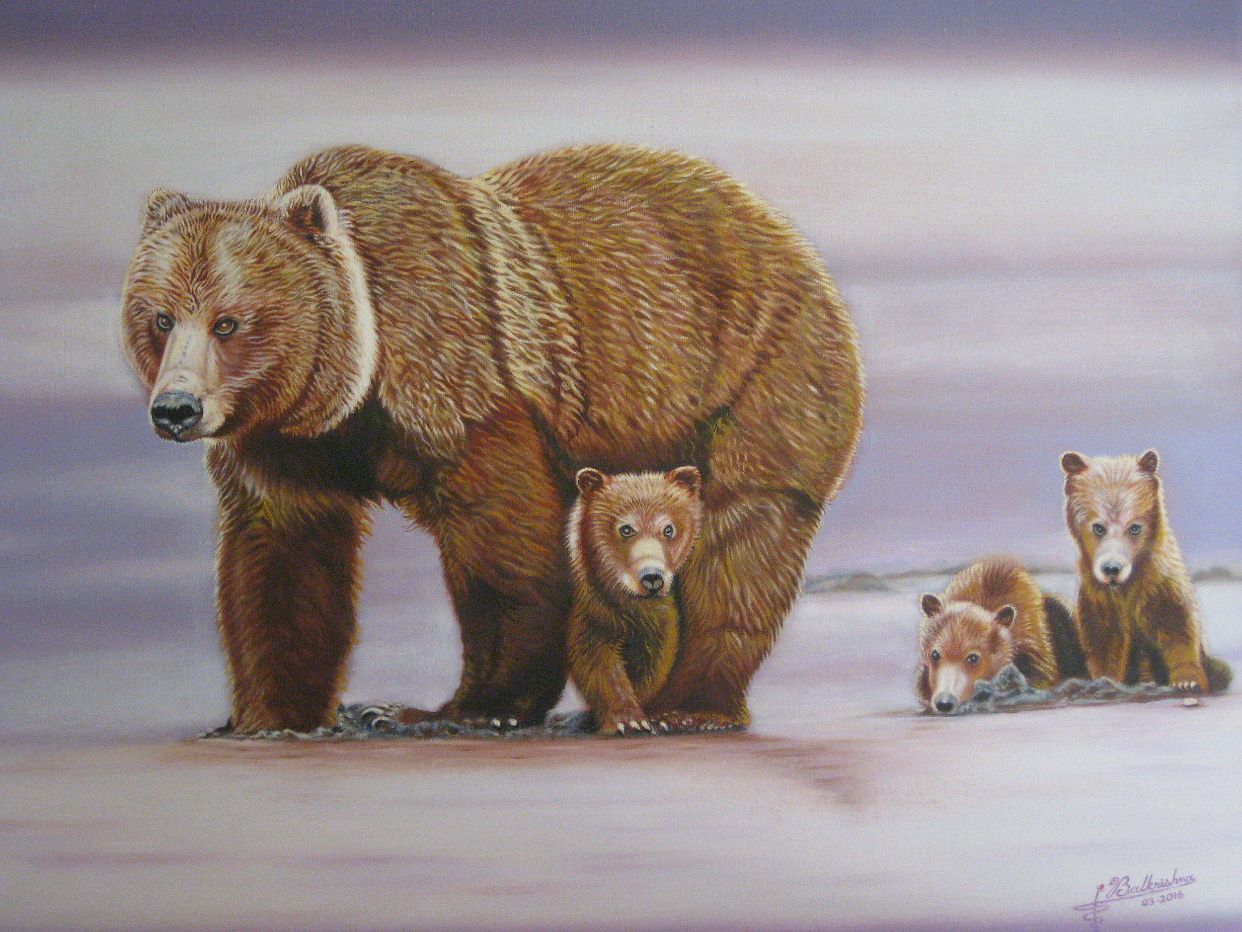Grizzly Bears, Oil on canvas, 18x24, Collection Stefan Haninec