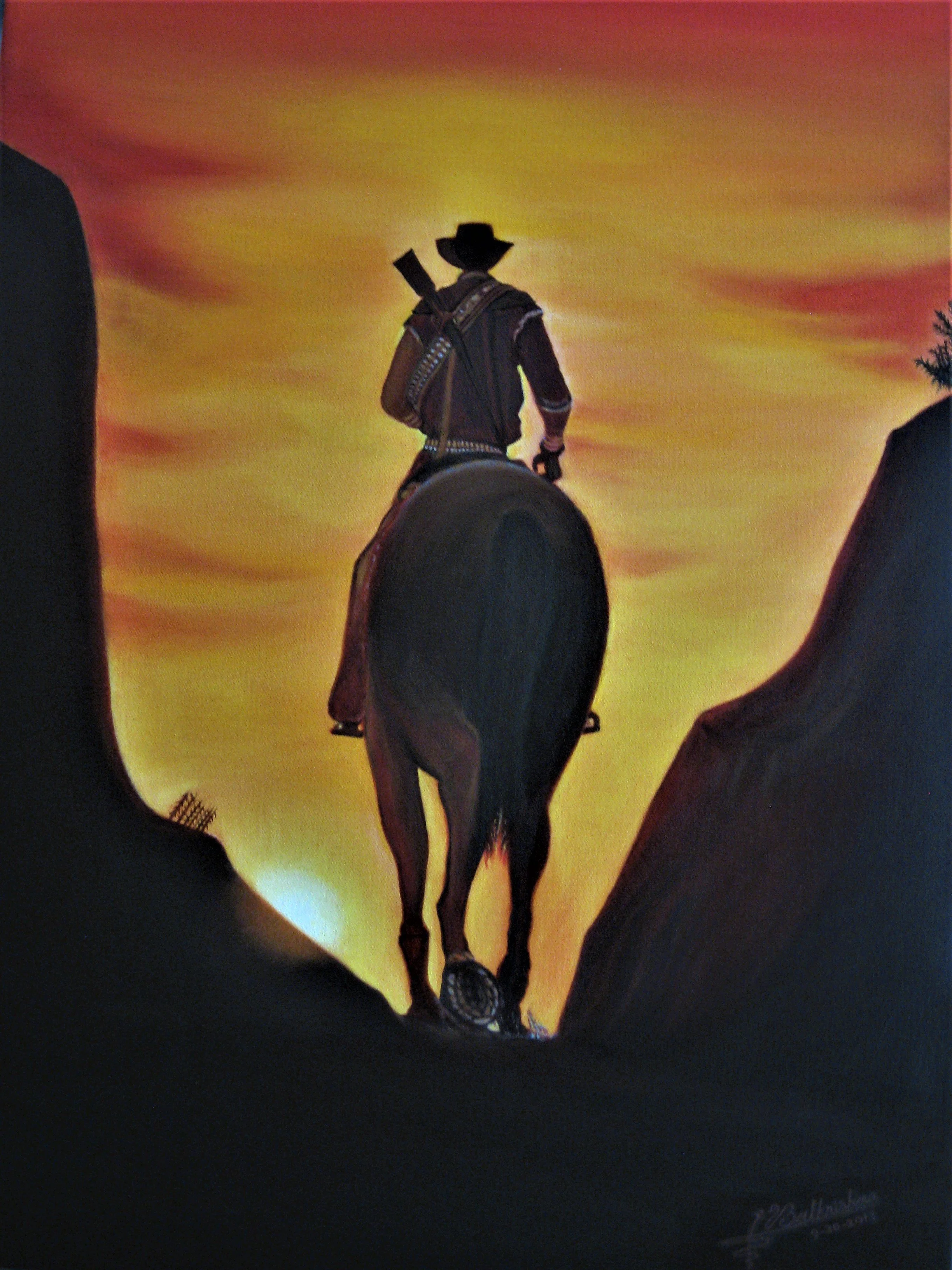 Gunslinger, Oil on canvas, 18x24, Collection Siddharth Krishna