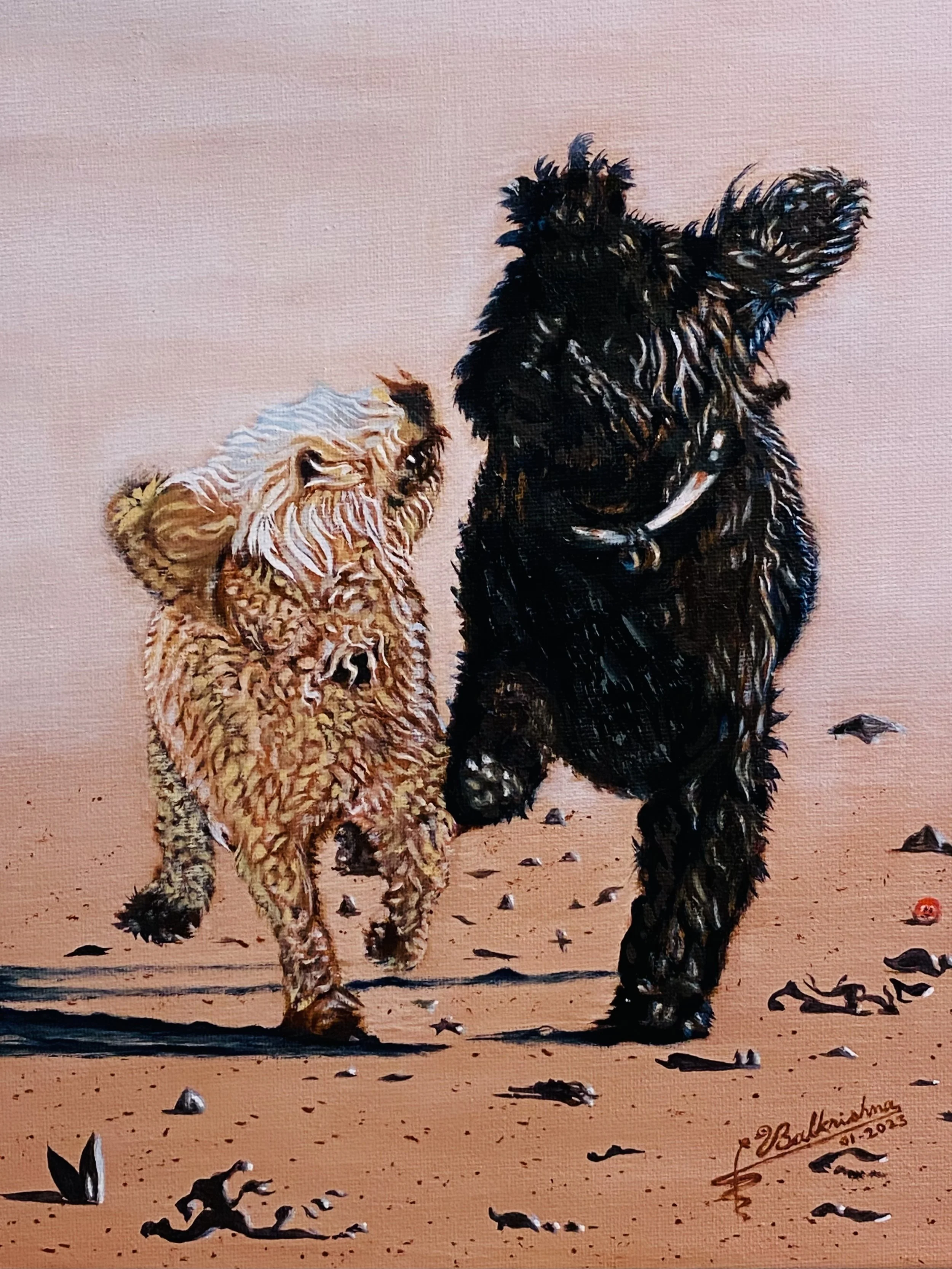 Benji & Evie, Oil on canvas, 11x14, Collection Siddharth Krishna