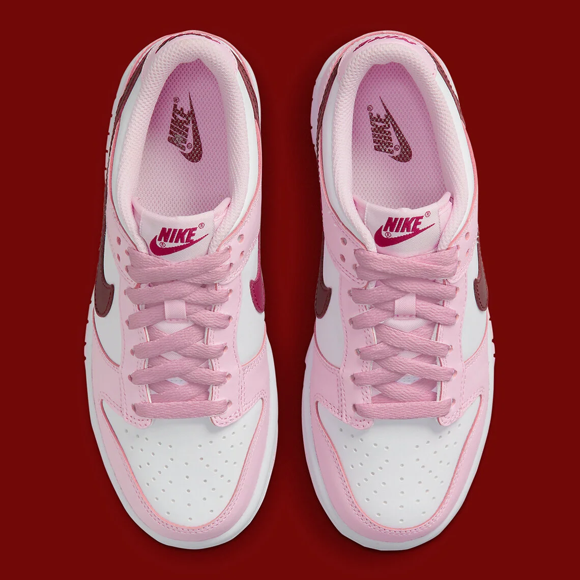 dunk low pink red white