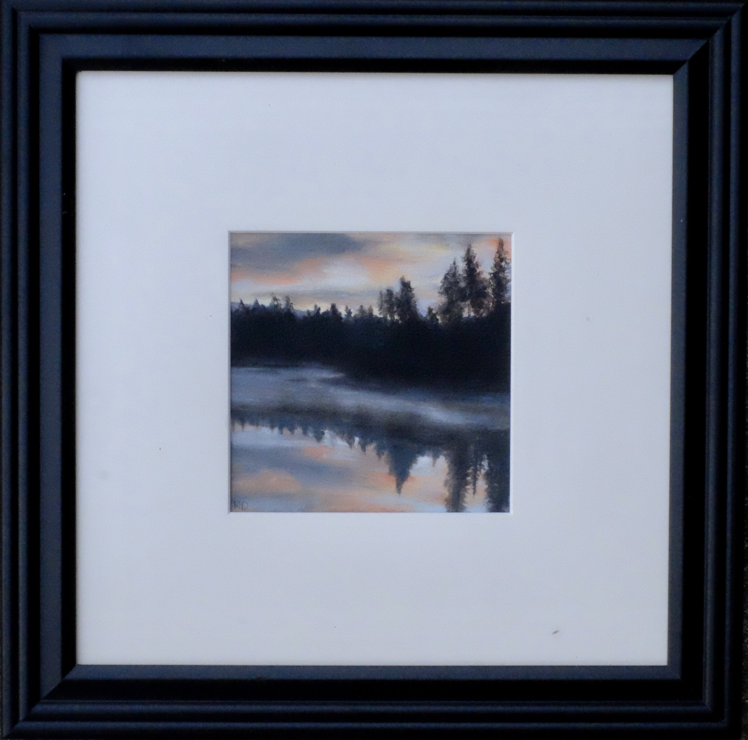 Lake sunrise, oil on paper, 5x5 (sold)