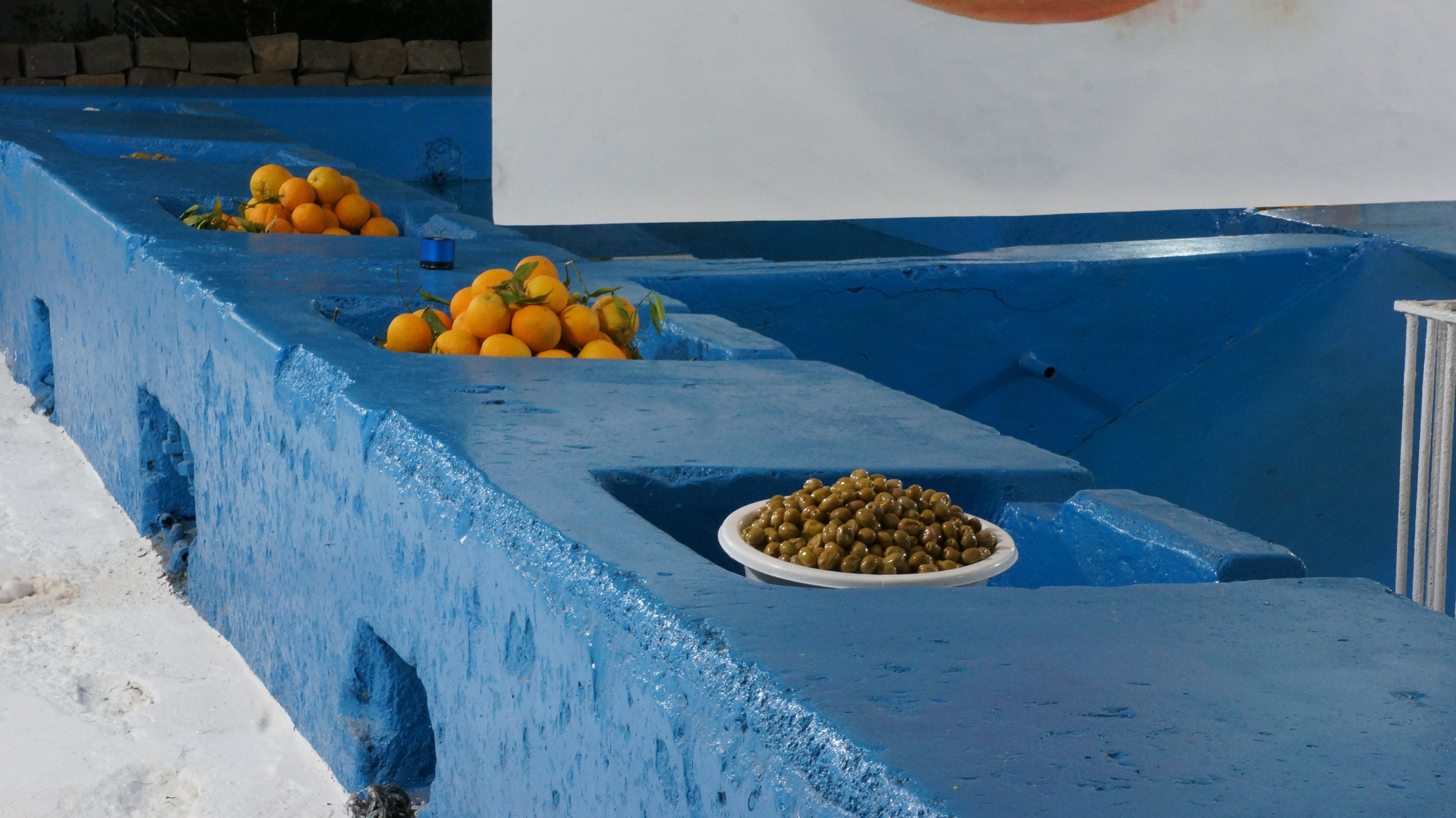 Olives and oranges from the market.