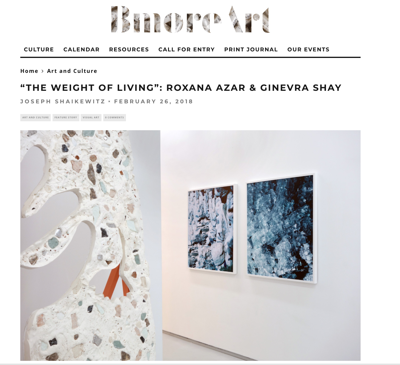 Read Joseph Shaikewitz's review of Ginevra Shay and Roxana Azar's exhibition on BmoreArt