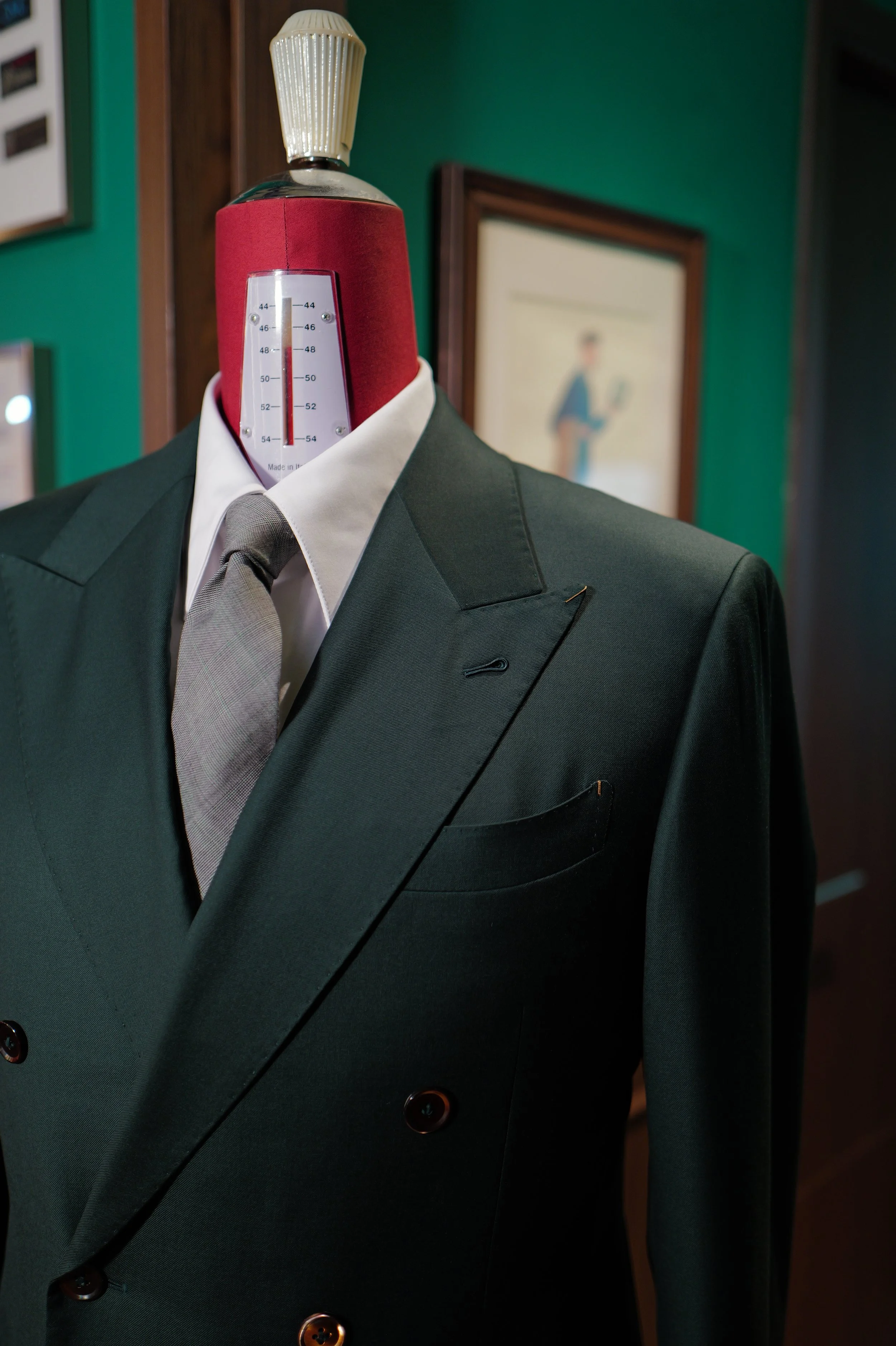 Romania Cut Shoulders Green Goblin Loropiana Double Breasted Suit.JPG