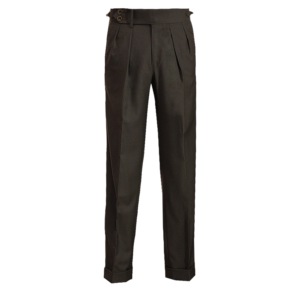 Super 120s Brown Pleats Vintage Trousers Double Pleated Trousers.png