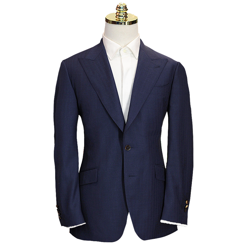 Made Suits Mr Berg Peak Lapel Suit Herringbone Navy Blue Made to Measure Suit.png