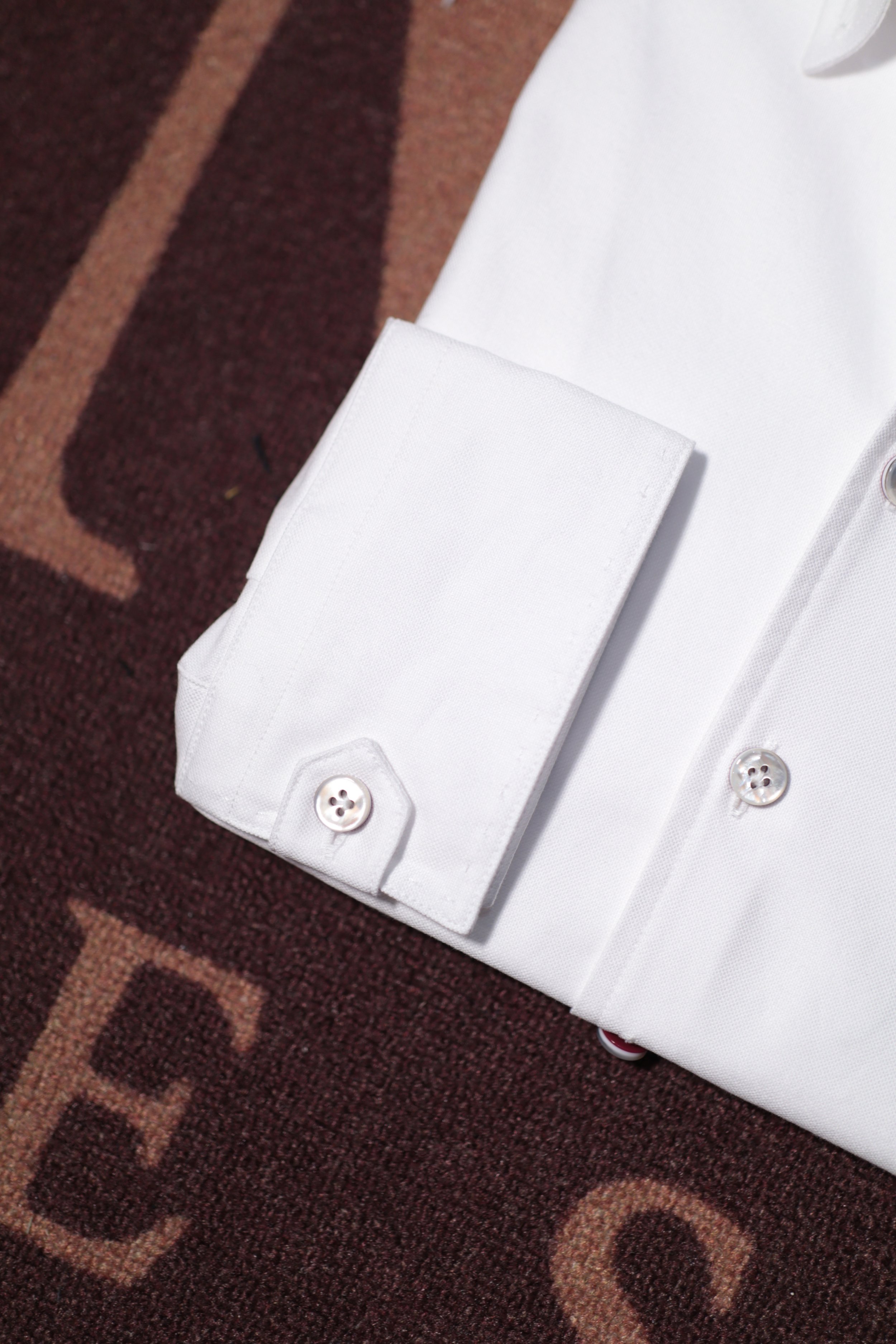 Wannabe French Cuffs White Oxford Shirt One piece collar | made Suits signature cooper style | made in yippon.JPG