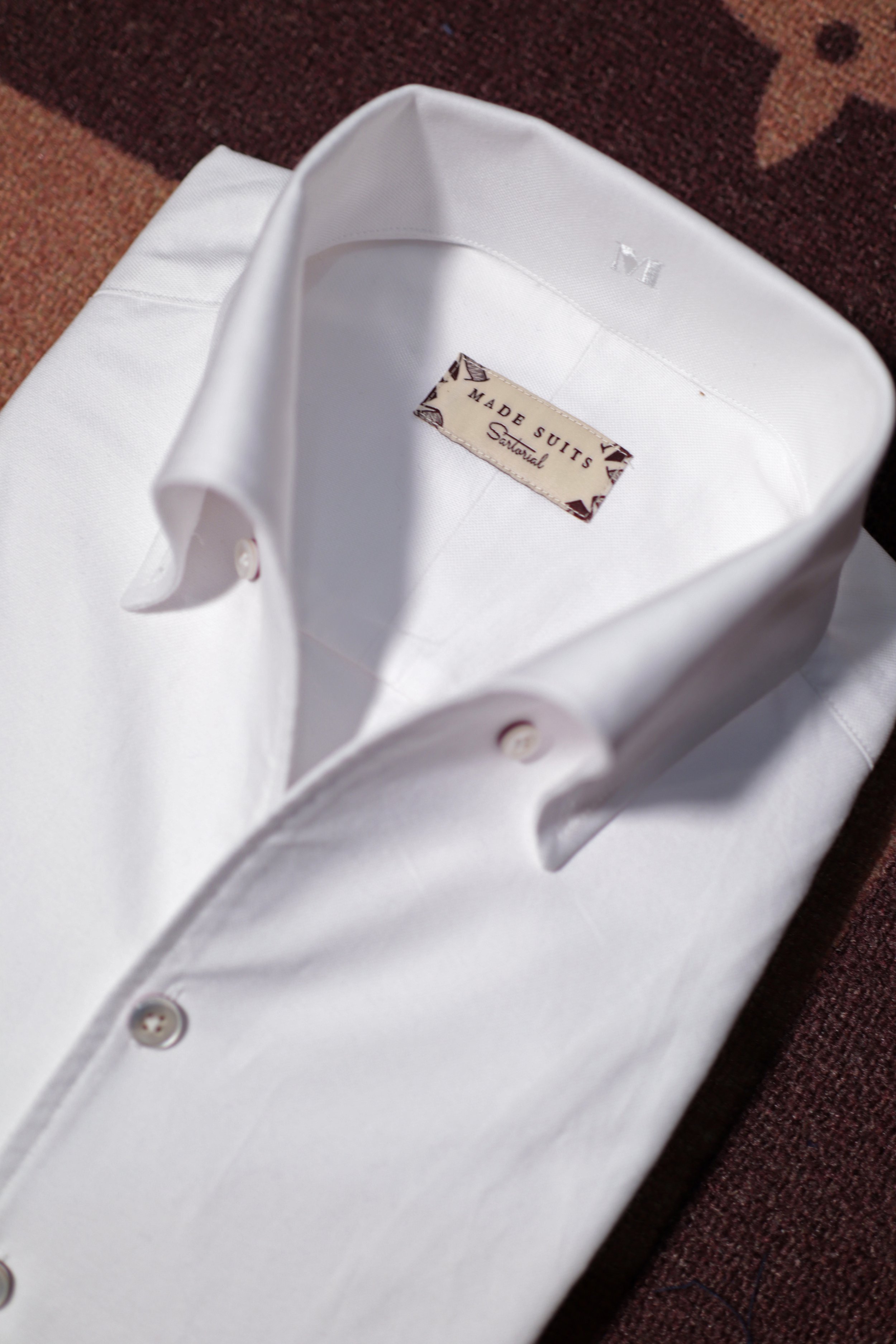 White Oxford Shirt One piece collar | made Suits signature cooper style | made in yippon collar.JPG