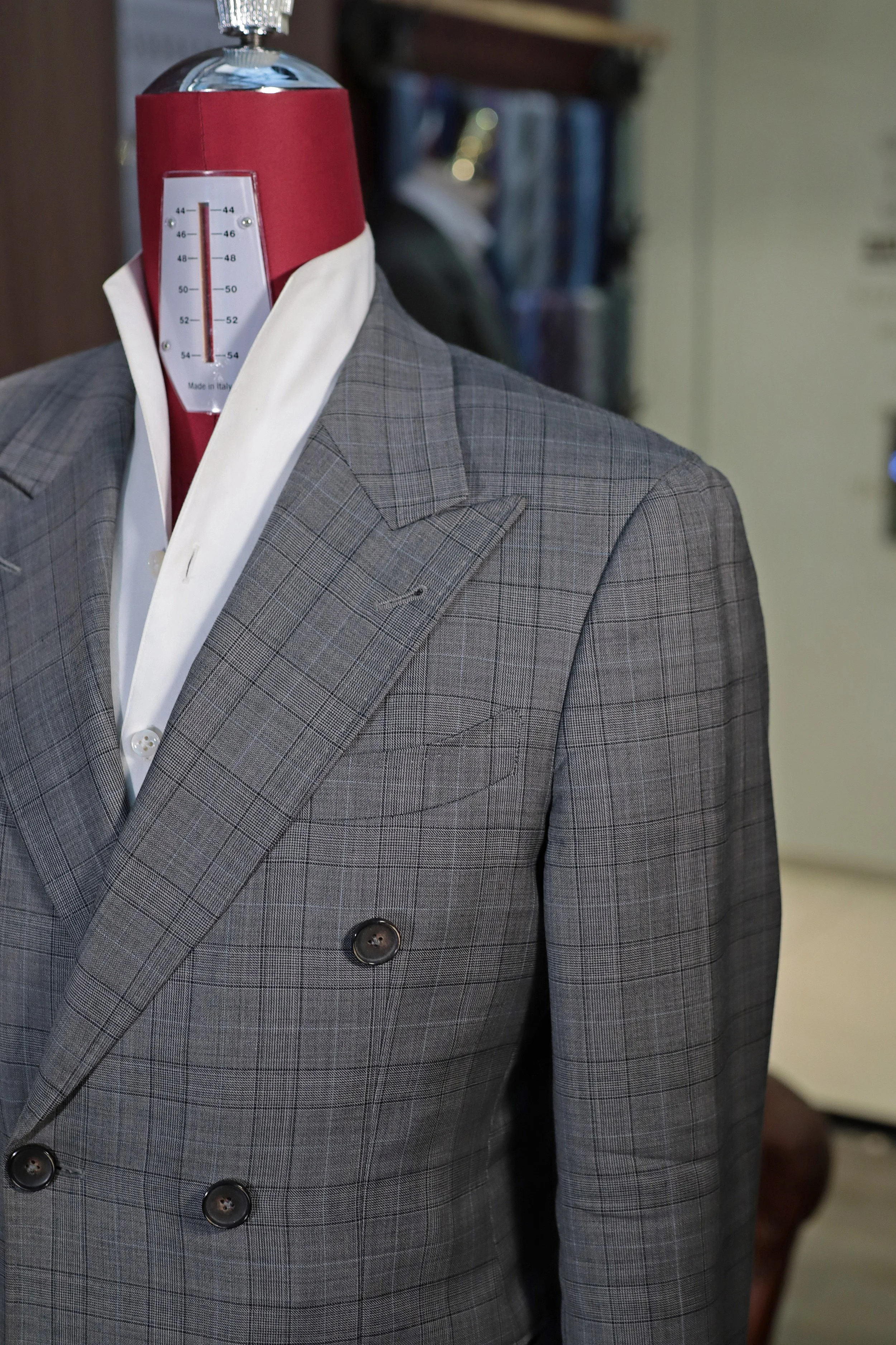 Neapolitan Shoulders Mr Wales | Colombo Fabric | Made Suits Tailor made double breasted glen checks prince of wales suit made in japan | tailor singapore.JPG