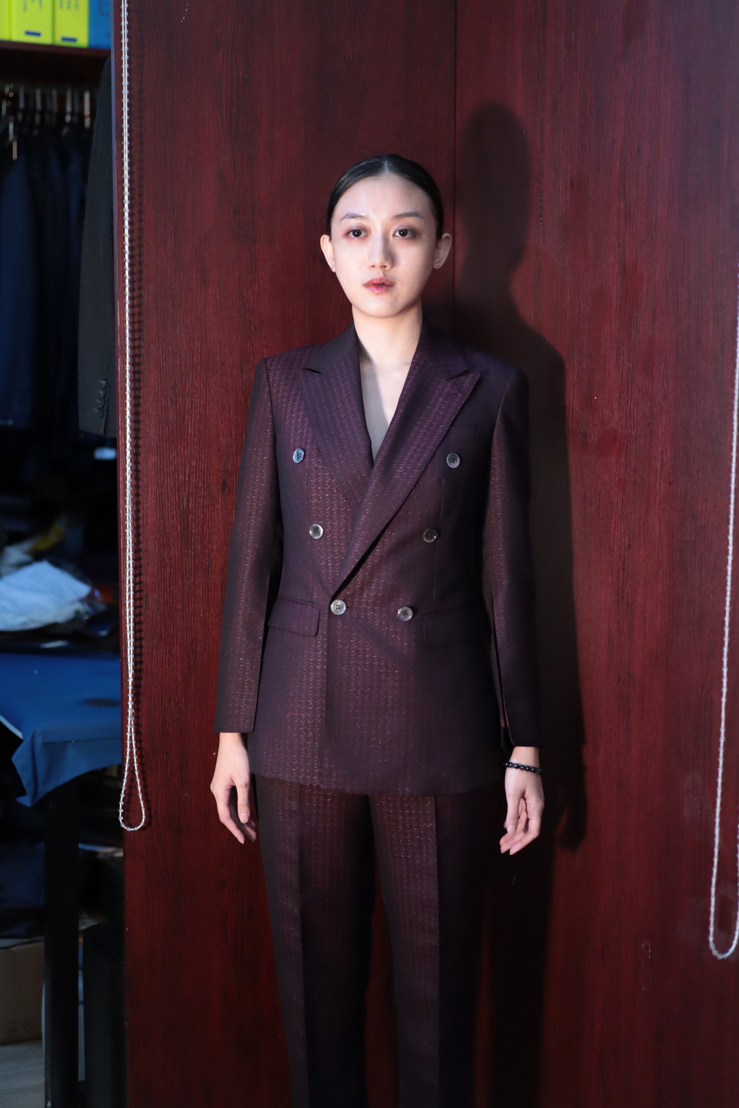 Saphira LeFae in Made Suits Double Breasted Suit.JPG