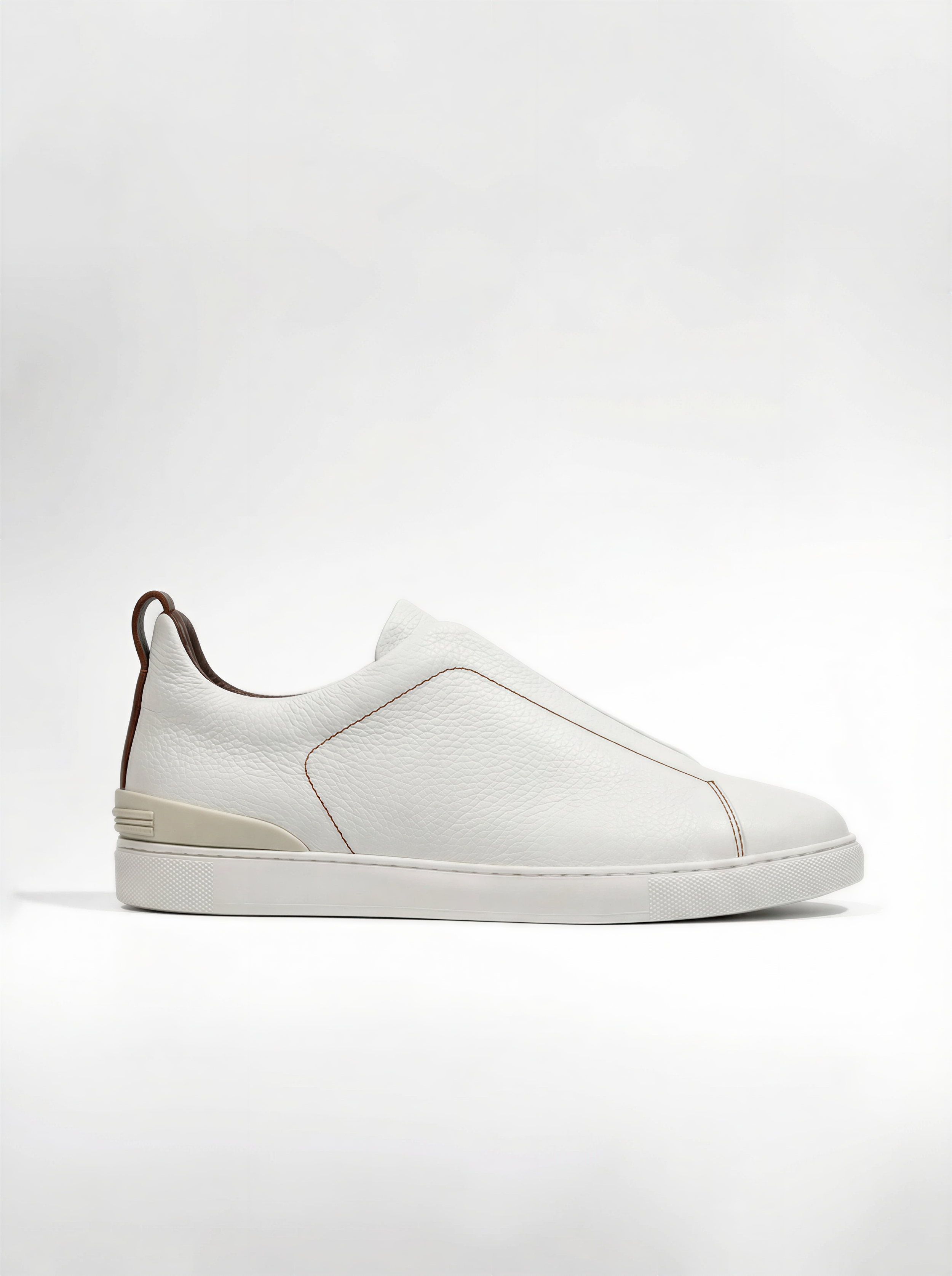 White Leather Triple-Stitch Sneaker