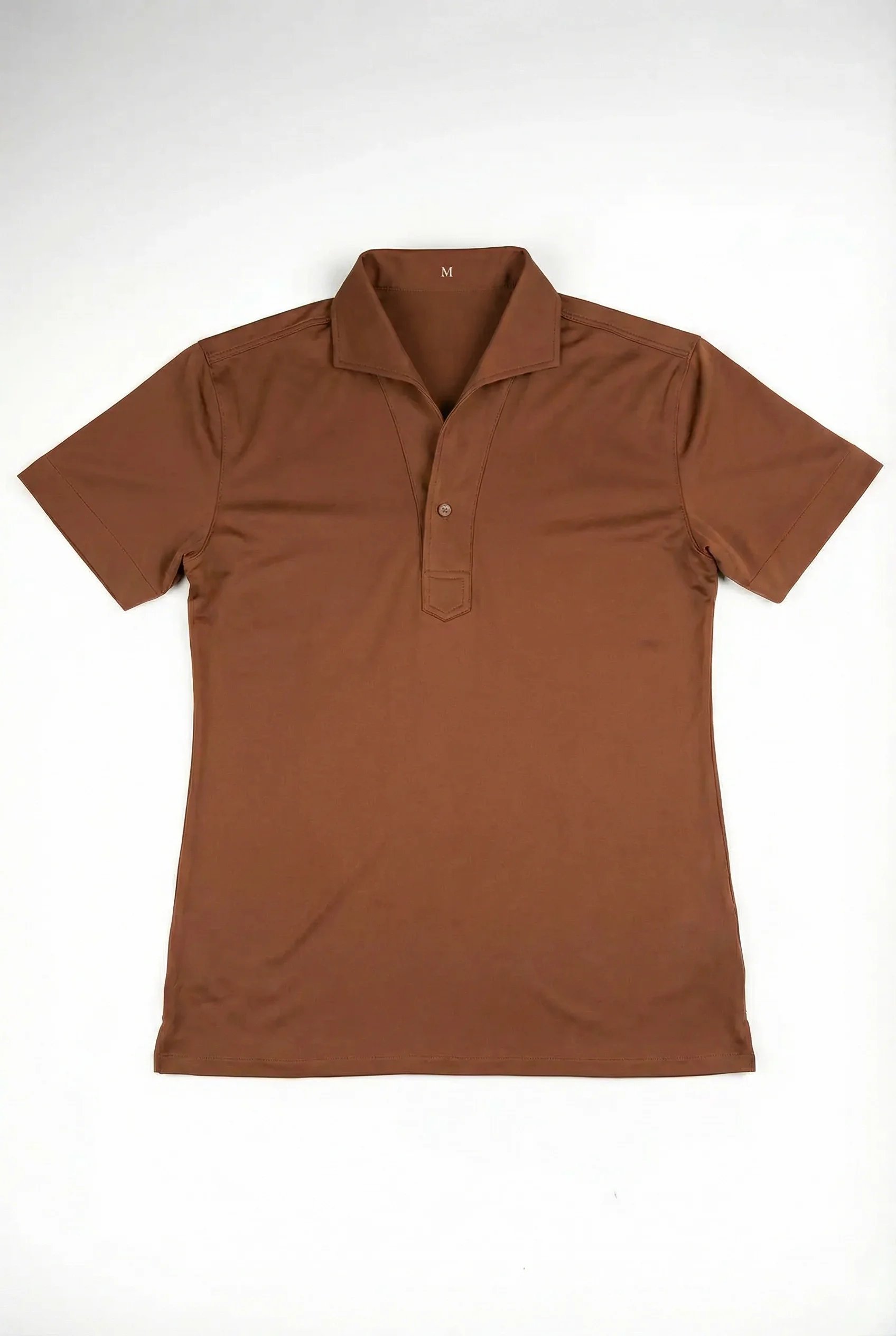 Brown One Piece Collar Pique Cotton Polo