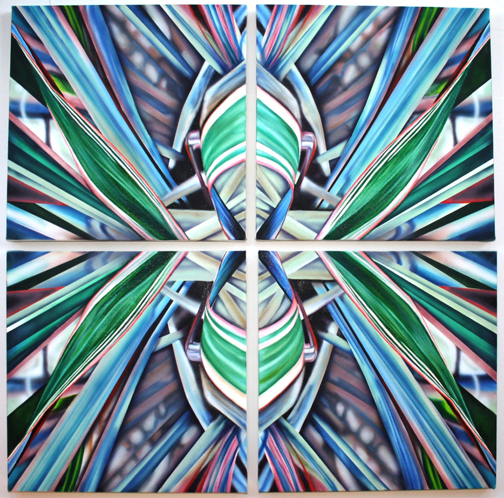 GARDEN ii | ACRYLIC AND OIL ON CANVAS | FOUR CANVAS'S MEASURING 0.5 X 0.5 M MAKING UP A 1 X 1 M COMPLETE PAINTING | 2013