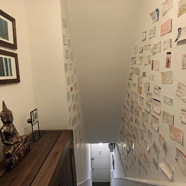 Taking a #photo of my #entrance #staircase was tricky but I wanted to share my #theatrical #walls filled with all my #theatre #opera #ballet and #musical #tickets seen in #london since I settled here in 2003. I love looking back at #shows seen over t
