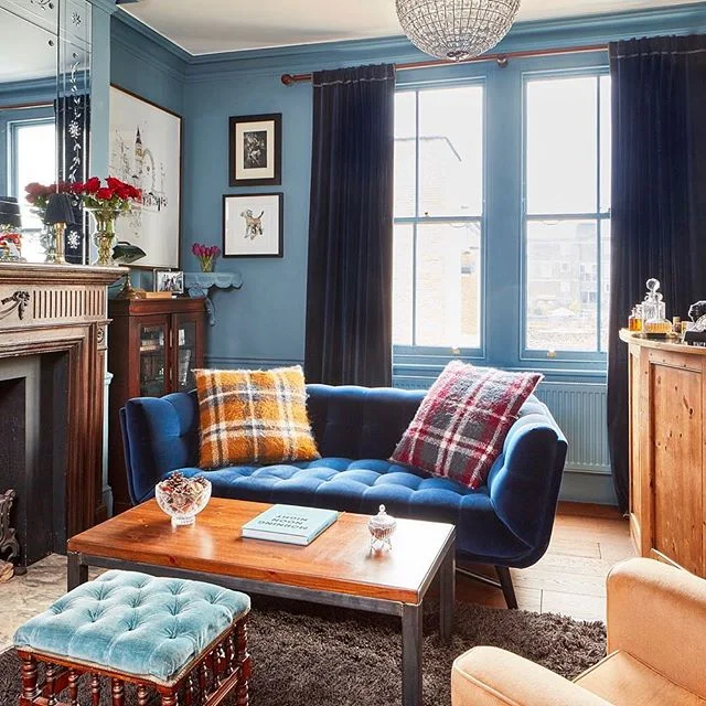 @alexandreinteriors designs - #cosy #livingroom mixing #contemporary #industrial and #vintage #antiques #styles - I just love mixing it up 😀 - #interiordesign #cosyhome #britishinteriors #frenchinteriors #bluewalls #interiordecorating #interiorinspi