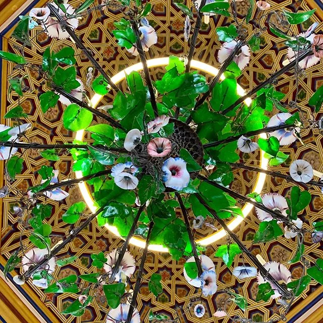 Just took this picture below a #dramatic #chandelier at the #palaciodapena in #Portugal with this #stunning #ceiling #pattern - just ❤️ - #interiors #lightingdesign #ceilingdecor #interiordesign #interiordesigner #designerdeinteriores #interiores #de