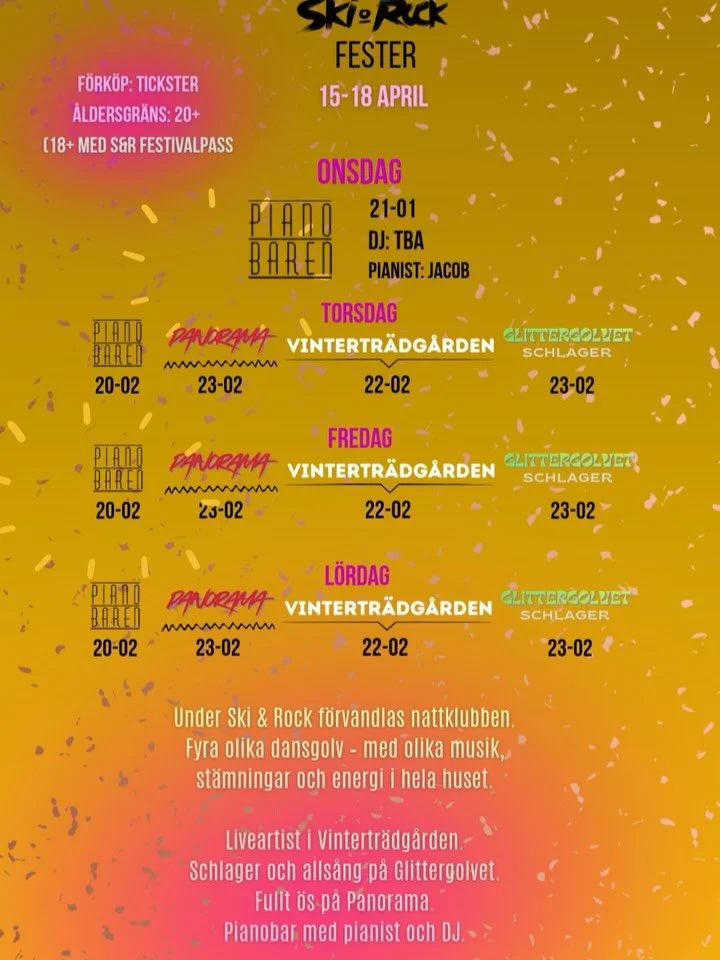 &Auml;NTLIGEN!
Vi kan presentera torsdagens liveakt i Vintertr&auml;dg&aring;rden under Ski &amp; Rock &ndash; LOAM! 🔥

Under festivalen f&ouml;rvandlas hela hotellet till en enda stor fest:
4 dansgolv &bull; olika vibes &bull; fest &ouml;verallt.


