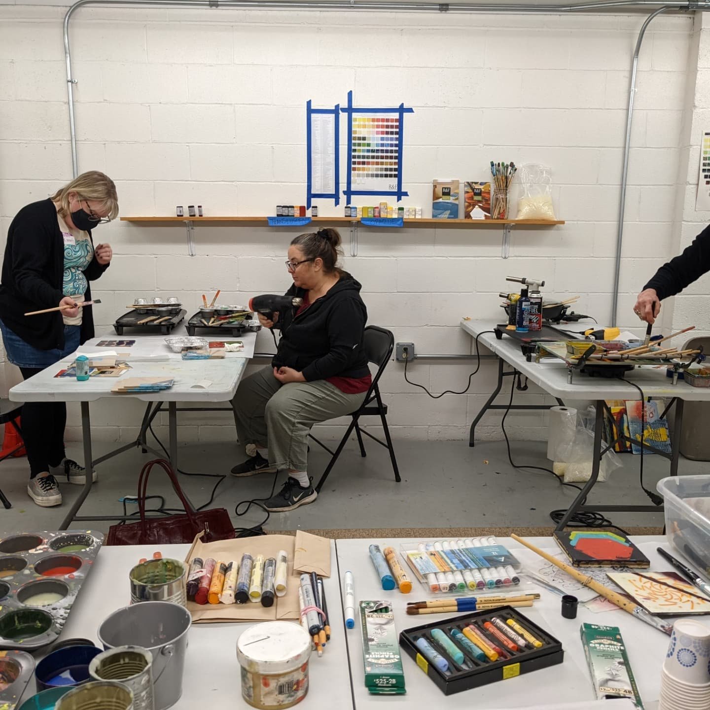 Thanks so much to the Arlene's Artist Materials for a fun workshop yesterday in Encaustic Essentials. And big shout out to R&amp;F Handmade paints for their generous donation and support for the class. And finally thanks to a really fun group of work