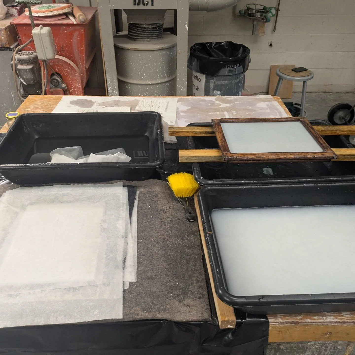 Making paper, some of it will go to Truro and so.e will stay here for summer experiments.