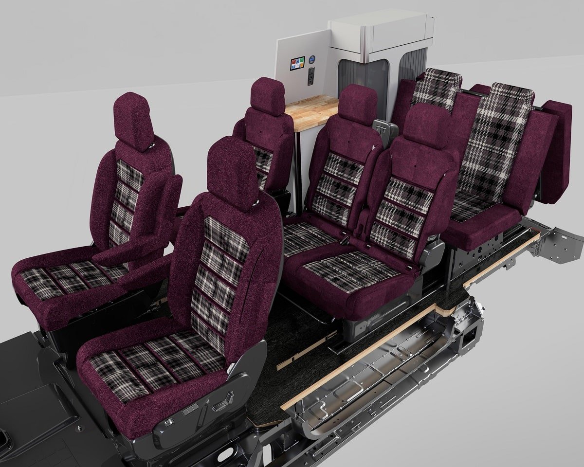 Or remove the kitchen pod and replace with three more seats to turn it into a 7-seater minibus